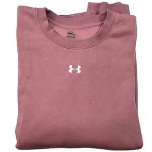Under Armour Womens Essential Fleece Crewneck Sweatshirt Mauve Pink Large LG